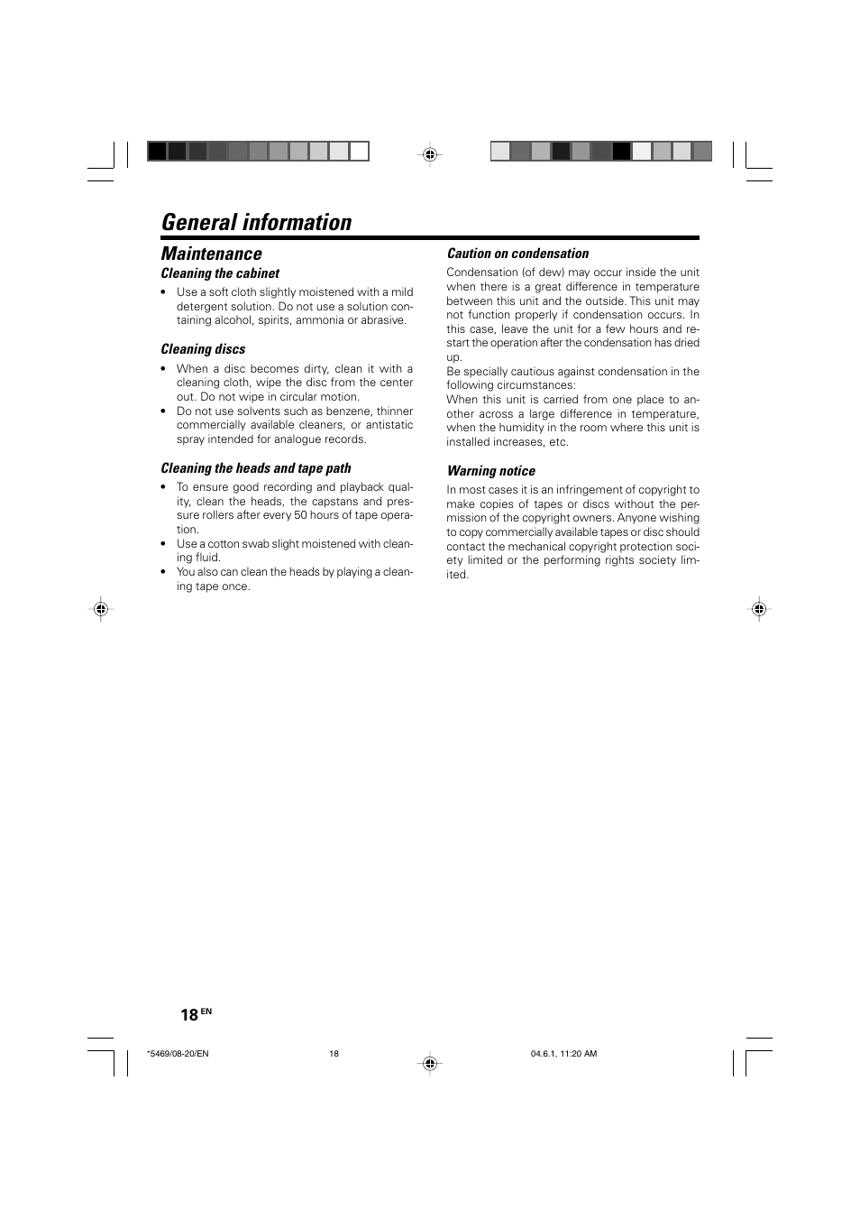 General information, Maintenance | Kenwood HM-537MP User Manual | Page 18 / 20