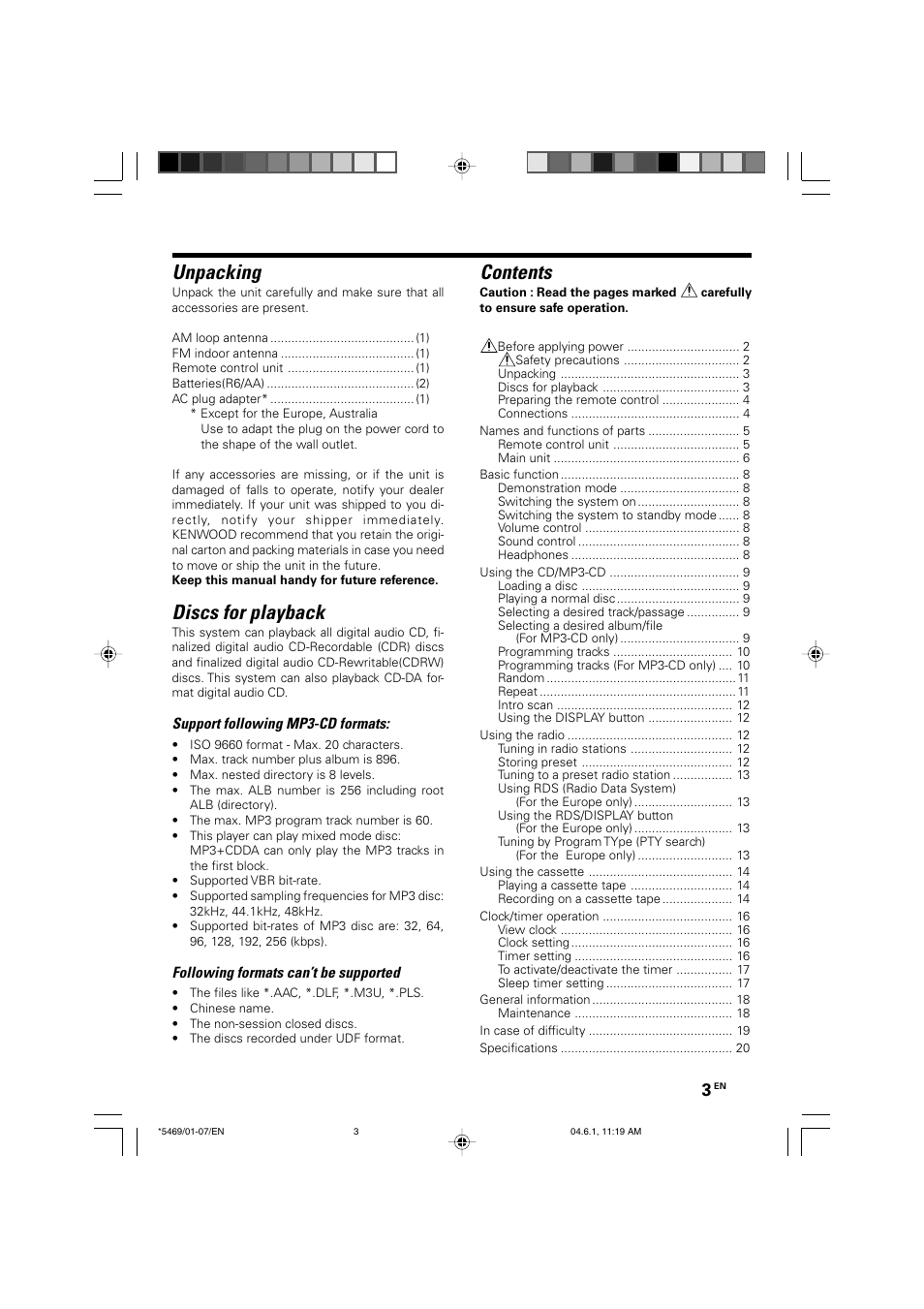 Kenwood HM-537MP User Manual | Page 3 / 20