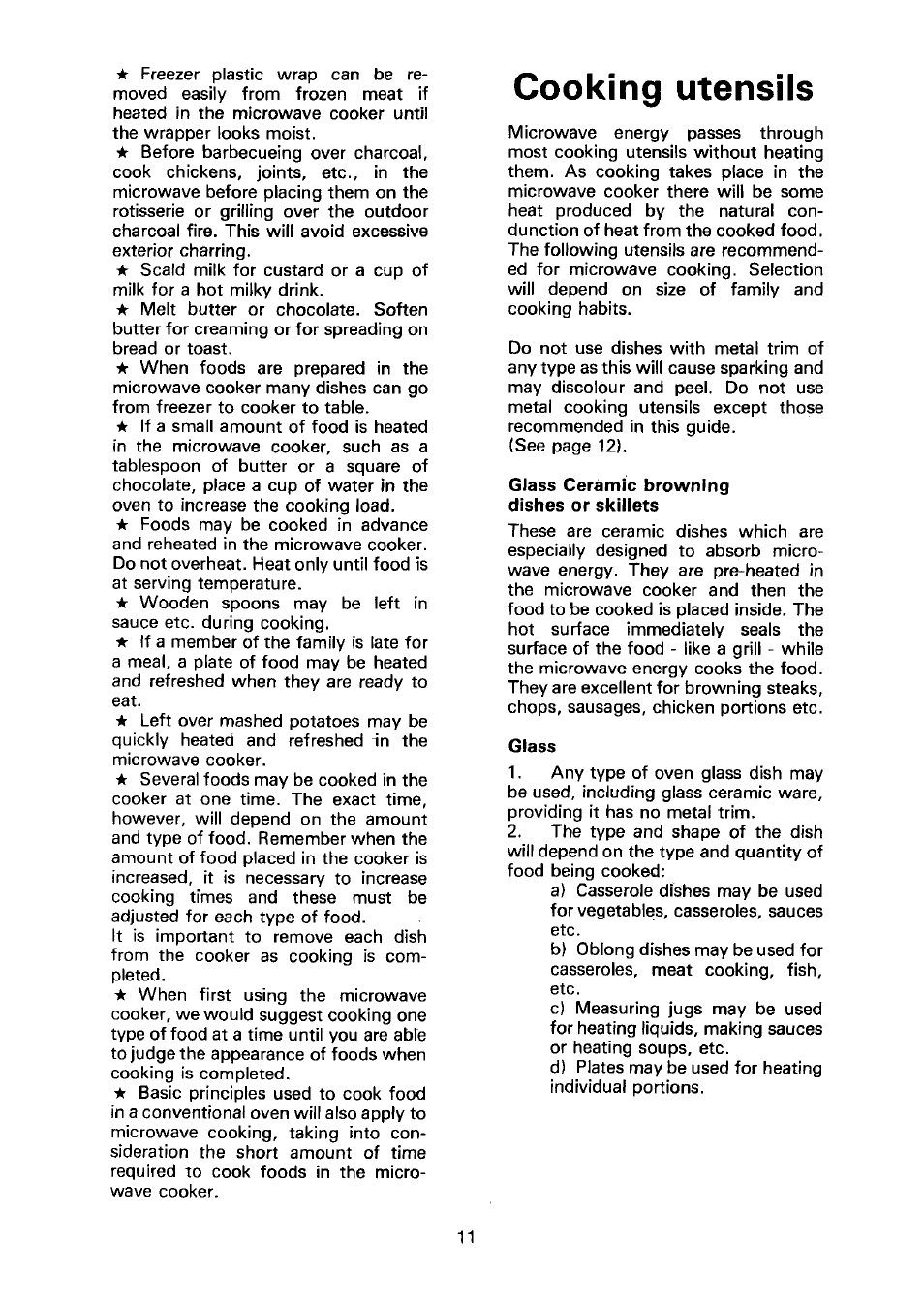 Cooking utensils | Kenwood SA 600 User Manual | Page 11 / 12