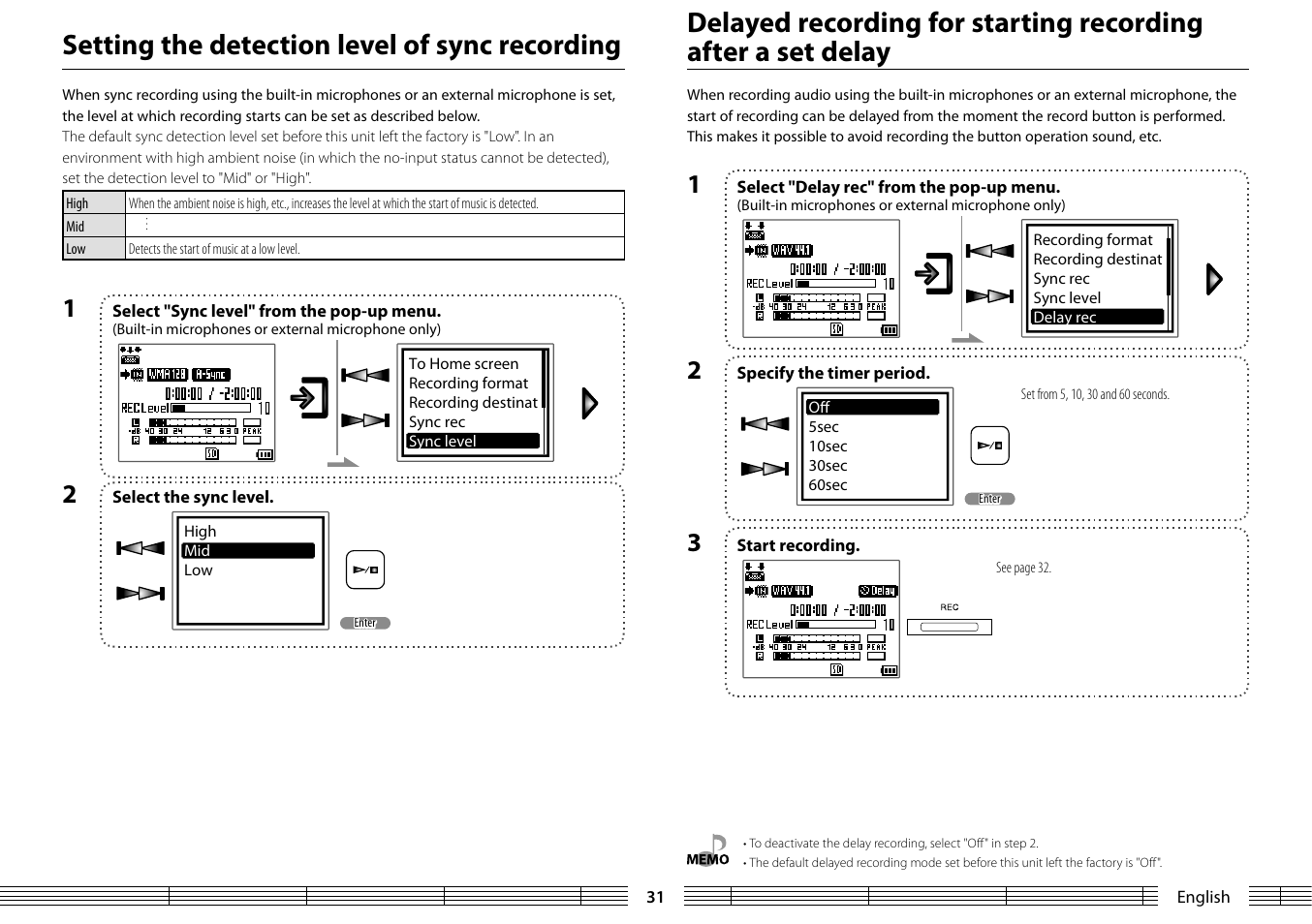 Setting the detection level of sync recording | Kenwood MGR-A7 User Manual | Page 31 / 53