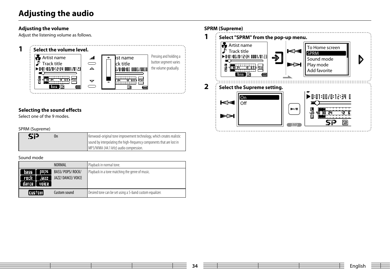 Adjusting the audio | Kenwood MGR-A7 User Manual | Page 34 / 53