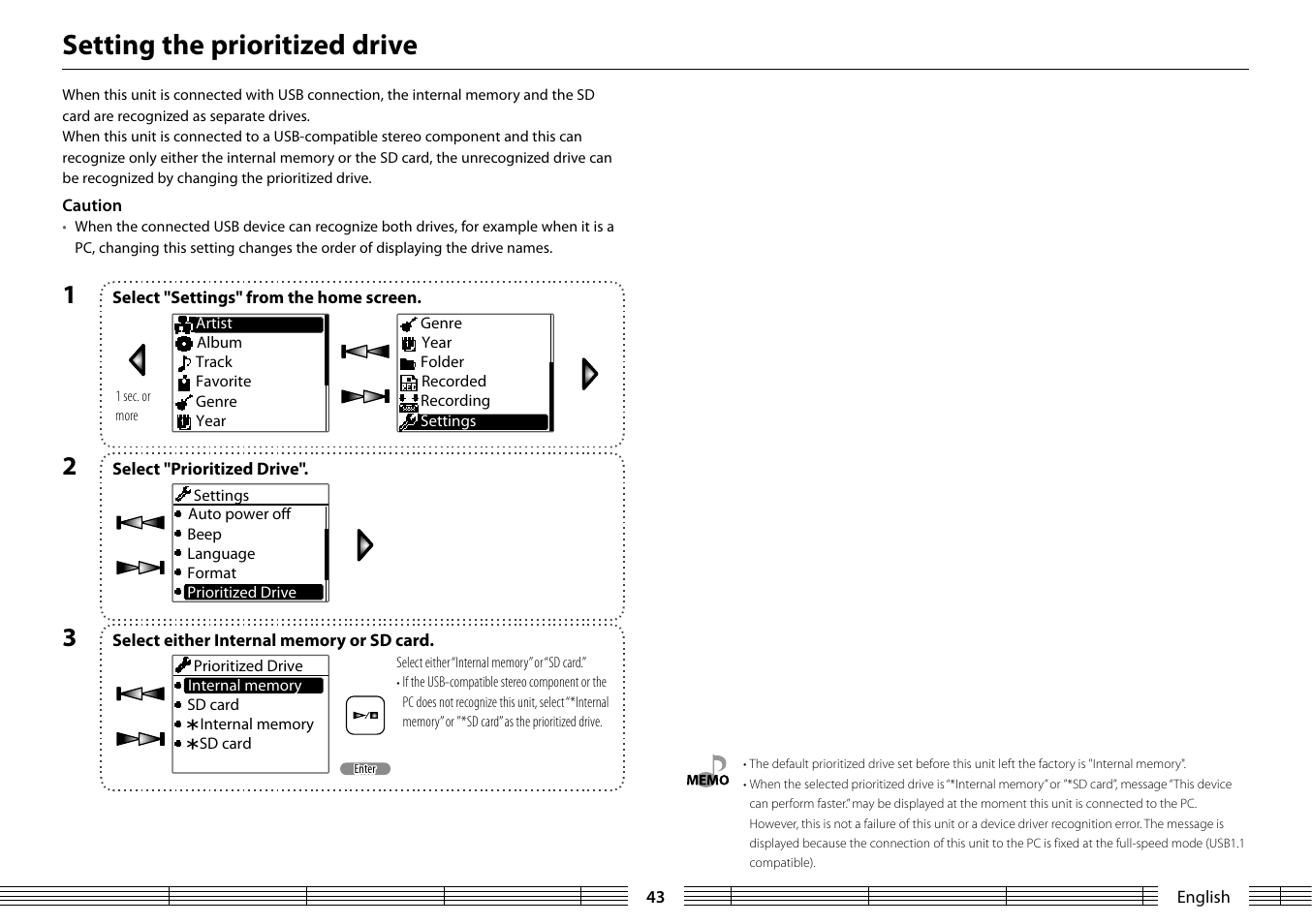 Setting the prioritized drive | Kenwood MGR-A7 User Manual | Page 43 / 53