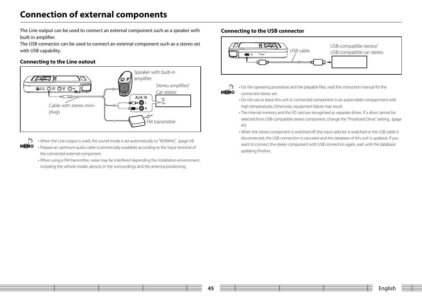 Connection of external components | Kenwood MGR-A7 User Manual | Page 45 / 53