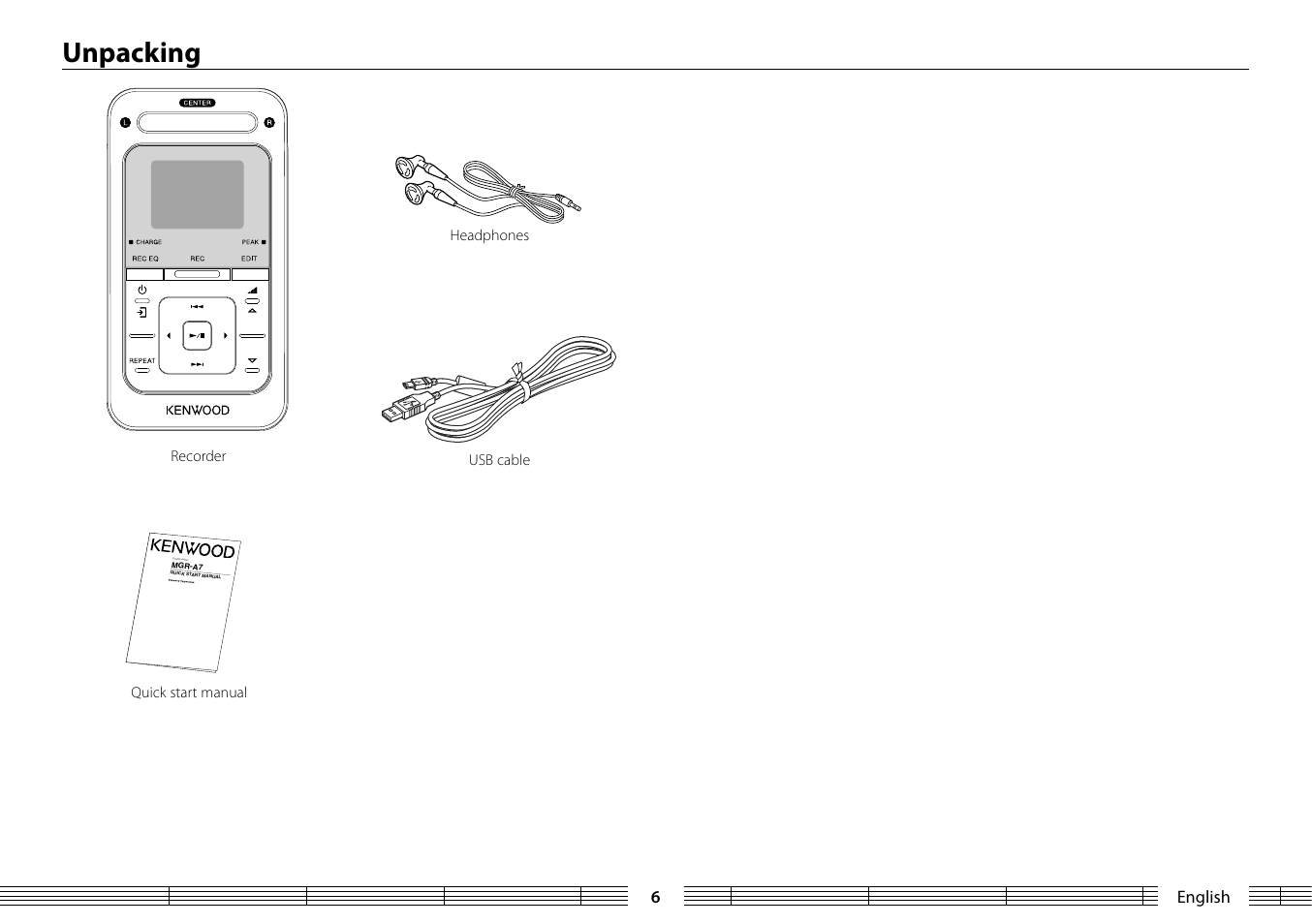 Unpacking, Digital audio | Kenwood MGR-A7 User Manual | Page 6 / 53