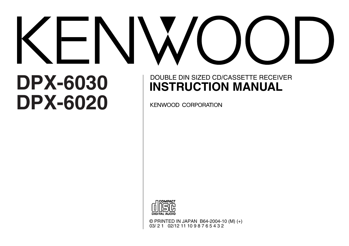 Kenwood DPX-6030 User Manual | 44 pages