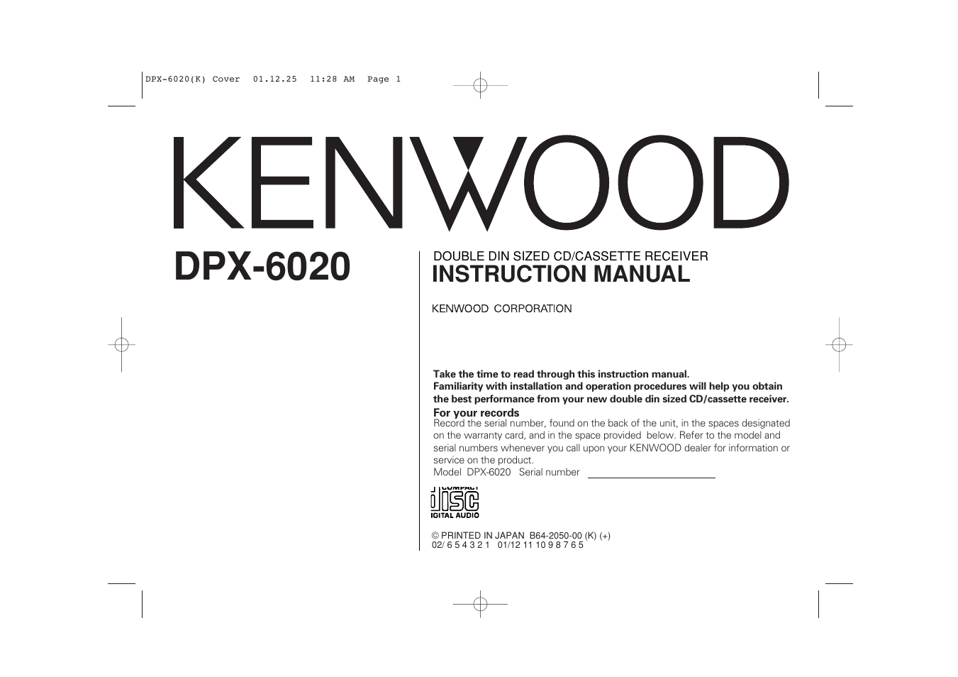 Kenwood DPX-6020 User Manual | 46 pages