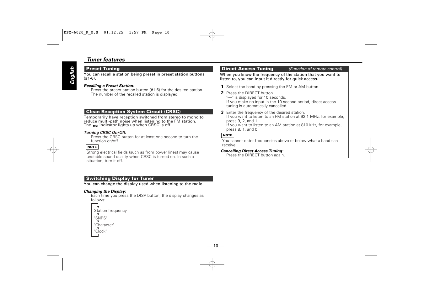 Kenwood DPX-6020 User Manual | Page 10 / 46