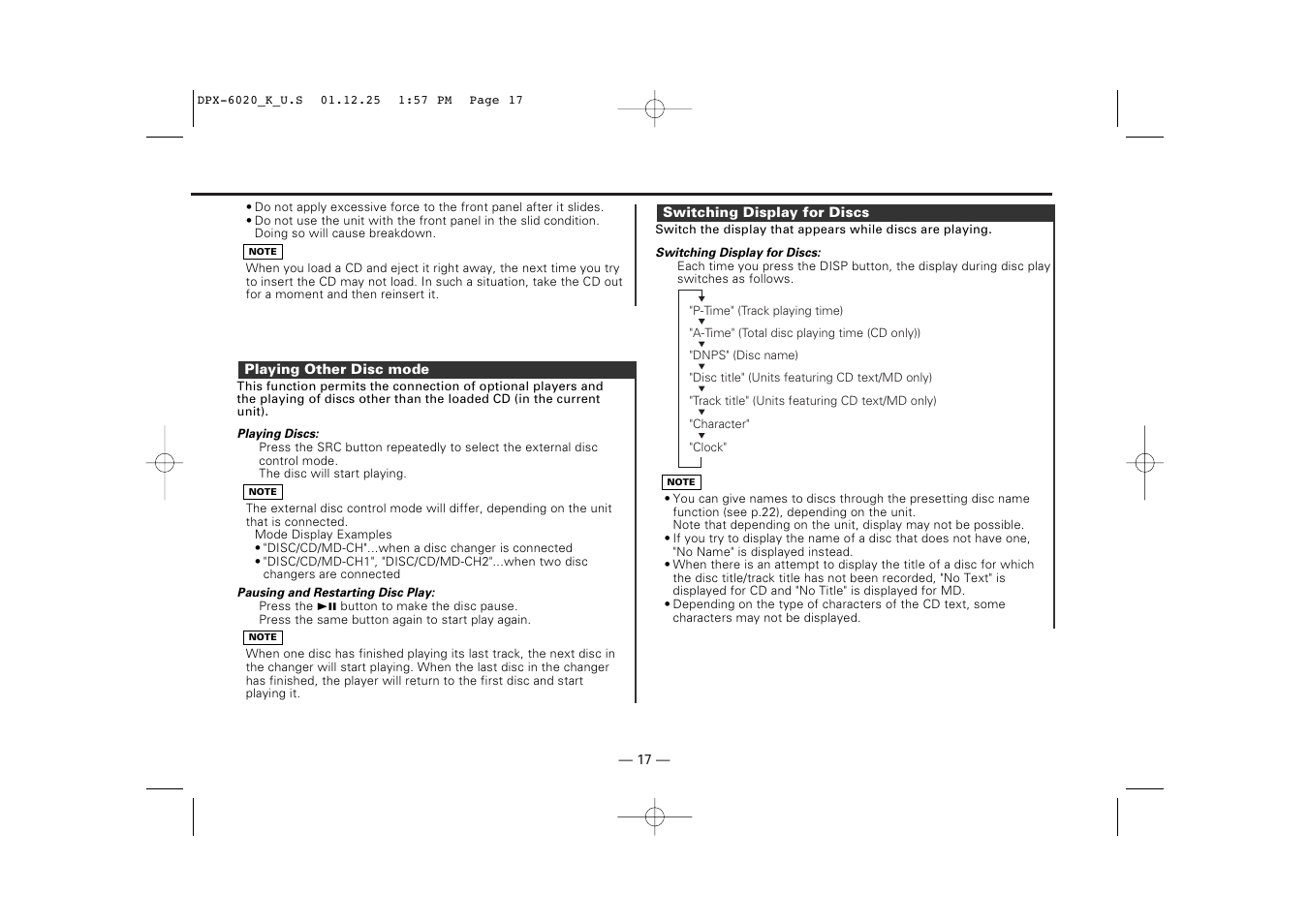 Kenwood DPX-6020 User Manual | Page 17 / 46