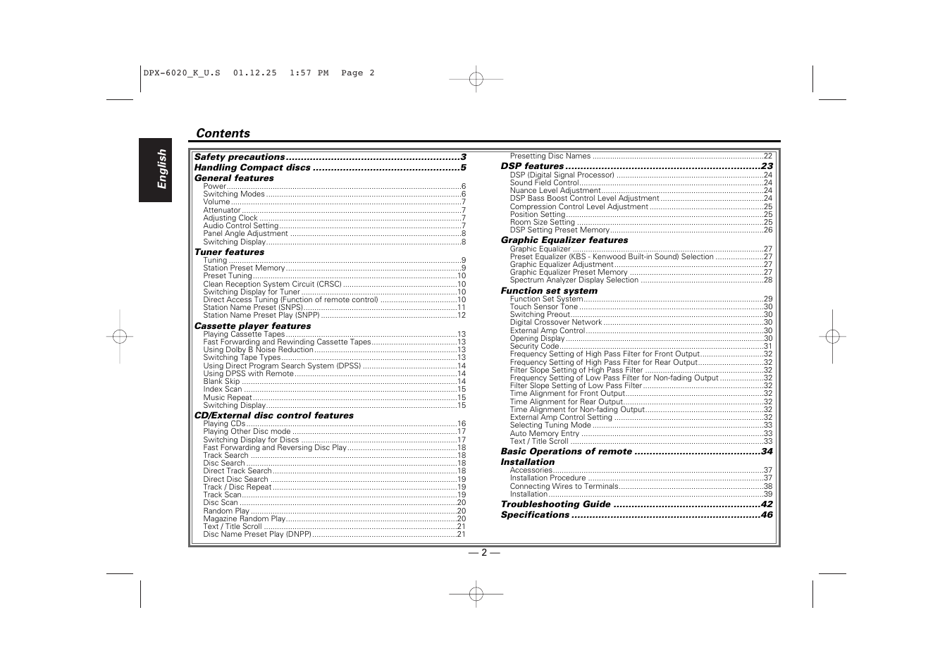Kenwood DPX-6020 User Manual | Page 2 / 46
