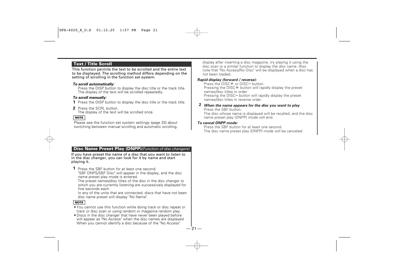 Kenwood DPX-6020 User Manual | Page 21 / 46