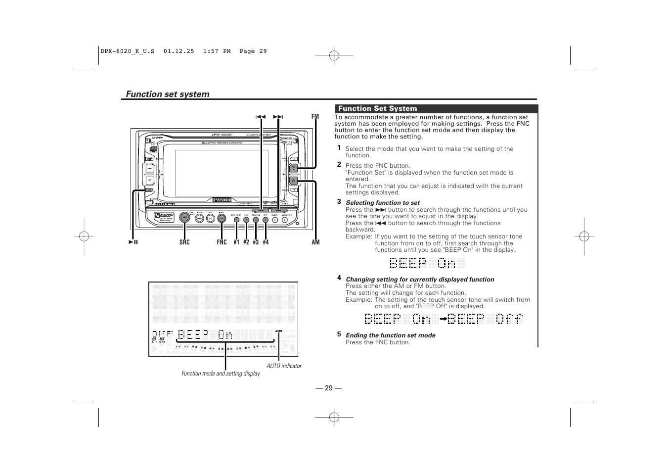 Function set system | Kenwood DPX-6020 User Manual | Page 29 / 46