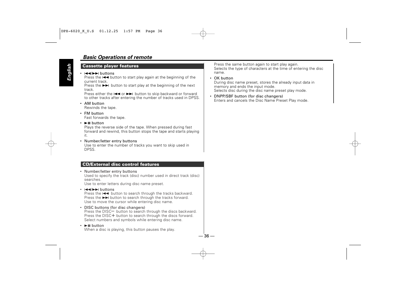 Kenwood DPX-6020 User Manual | Page 36 / 46