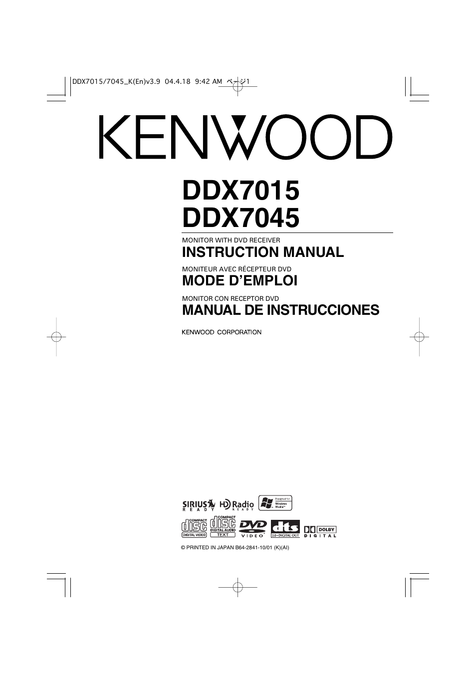 Kenwood Excelon DDX7015 User Manual | 101 pages