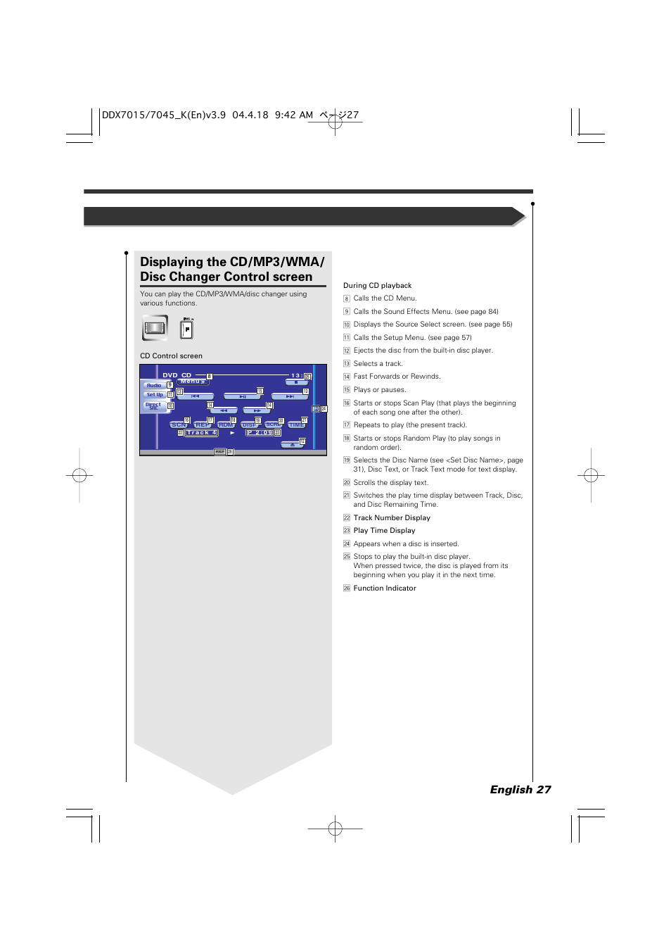 English 27 | Kenwood Excelon DDX7015 User Manual | Page 27 / 101