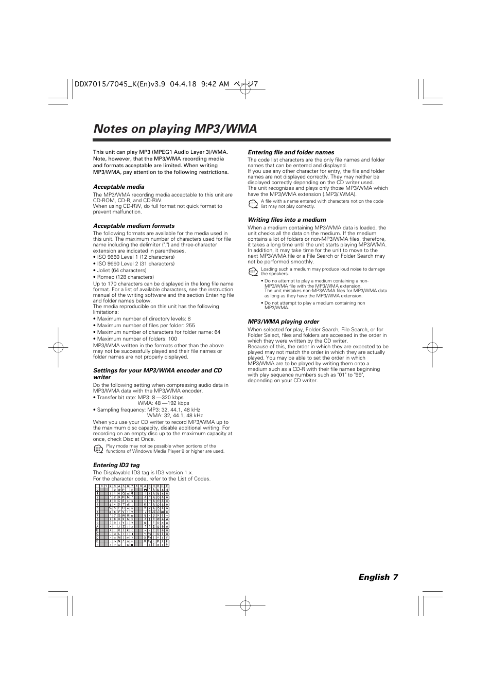 English 7 | Kenwood Excelon DDX7015 User Manual | Page 7 / 101