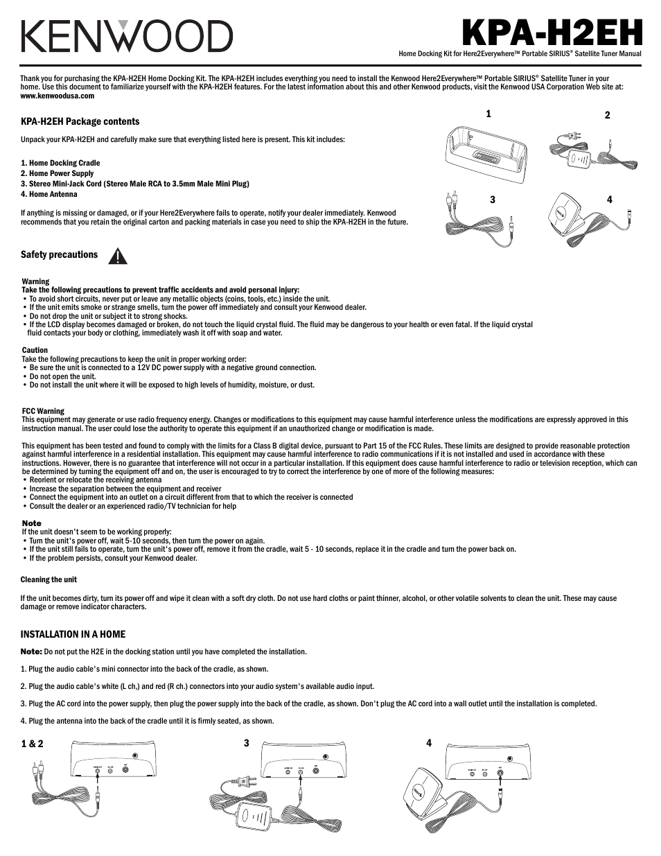 Kenwood KPA-H2EH User Manual | 2 pages