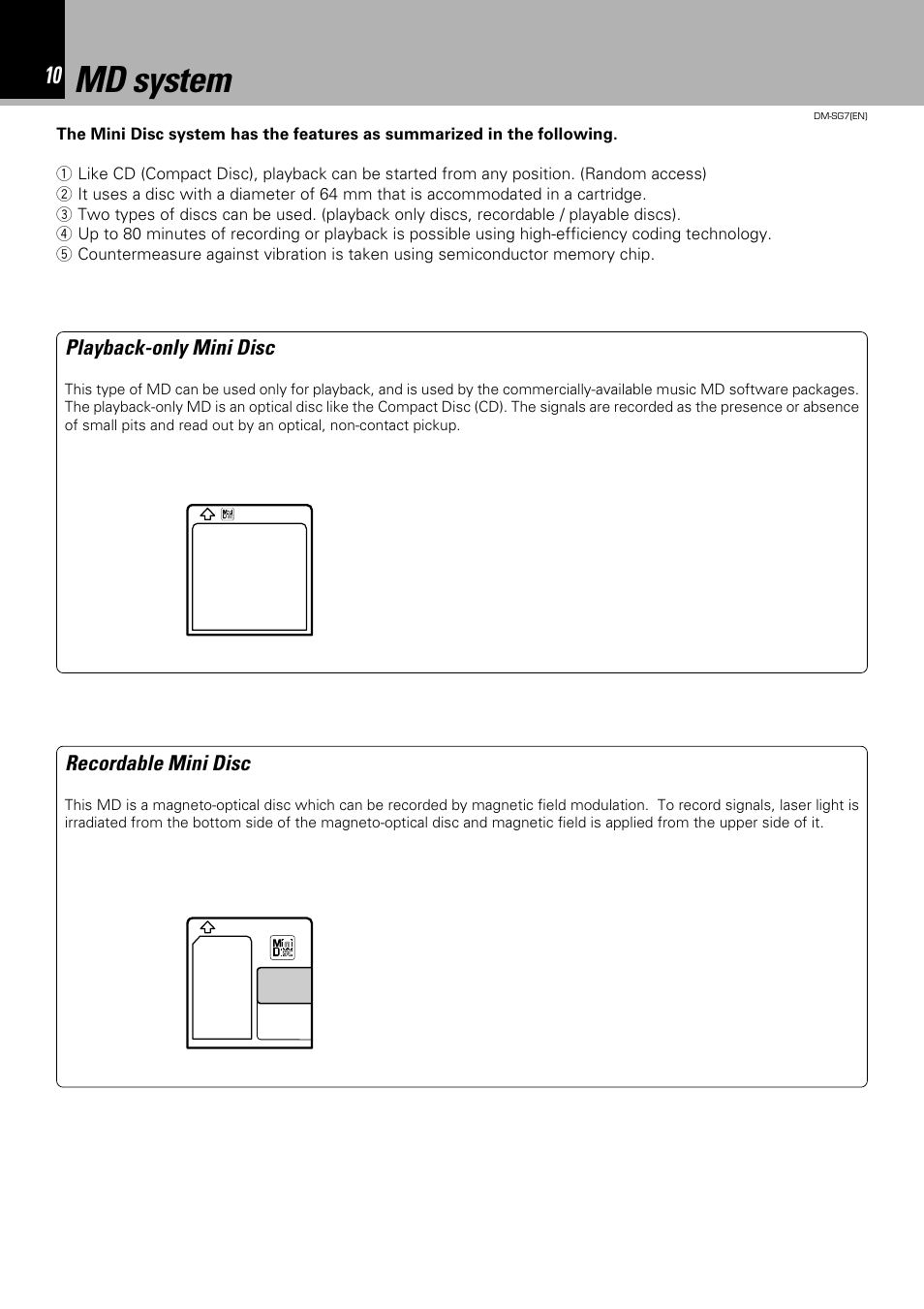 Md system | Kenwood DM-SG7 User Manual | Page 10 / 52