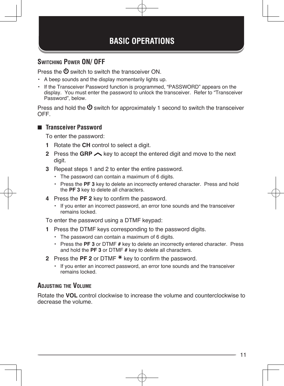 Basic operations, On/ off | Kenwood UHF P25 Transceiver TK-5810 User Manual | Page 17 / 44