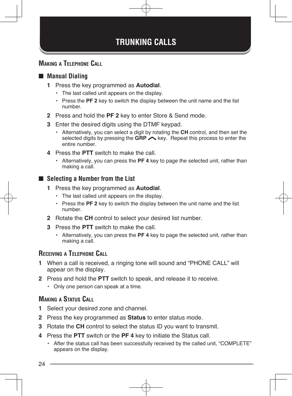 Trunking calls | Kenwood UHF P25 Transceiver TK-5810 User Manual | Page 30 / 44
