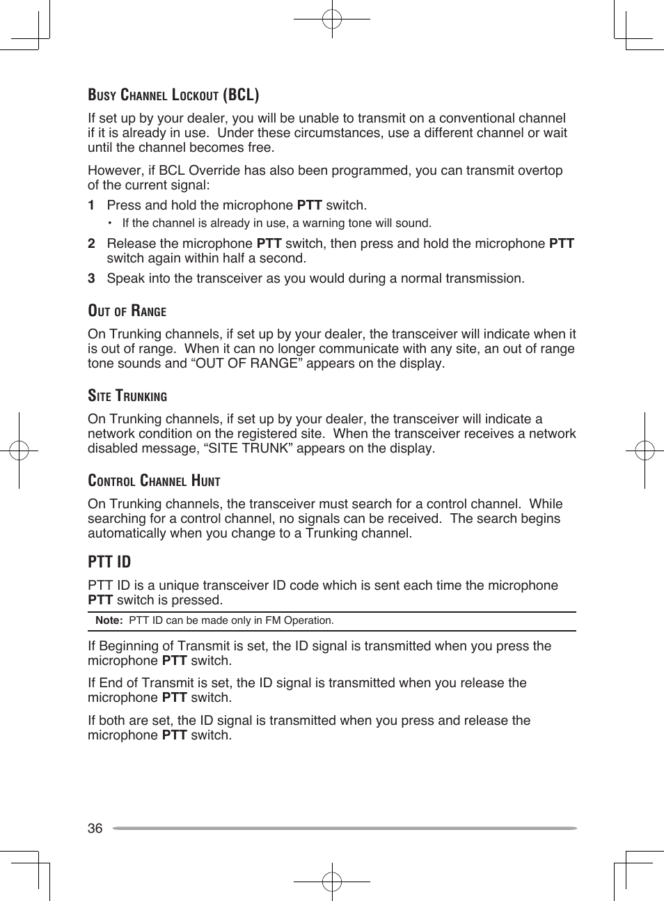 Bcl), Ptt id | Kenwood UHF P25 Transceiver TK-5810 User Manual | Page 42 / 44