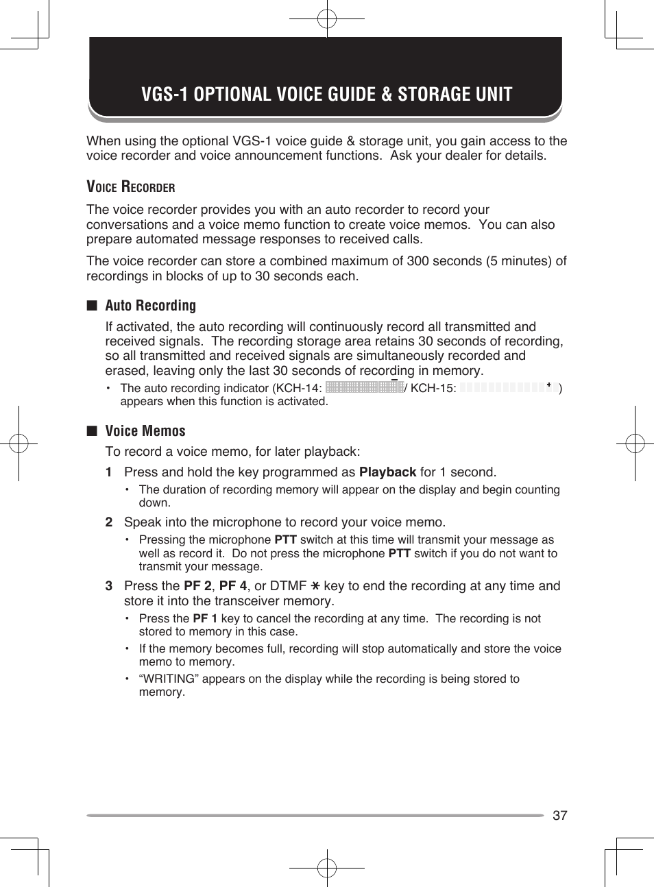 Vgs-1 optional voice guide & storage unit | Kenwood UHF P25 Transceiver TK-5810 User Manual | Page 43 / 44