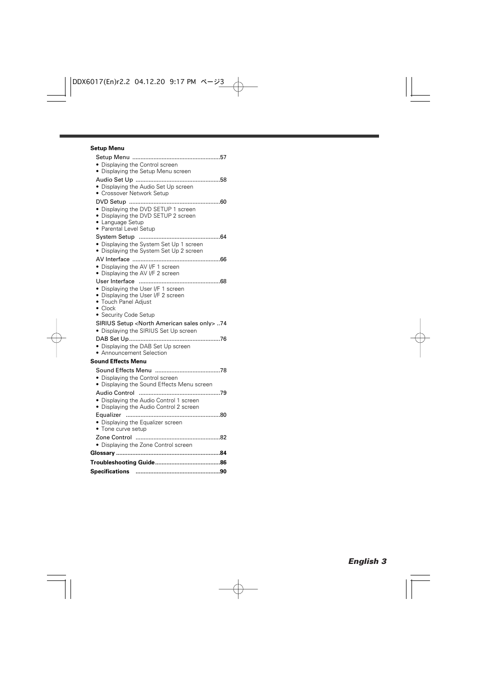 English 3 | Kenwood DDX6017 User Manual | Page 3 / 92