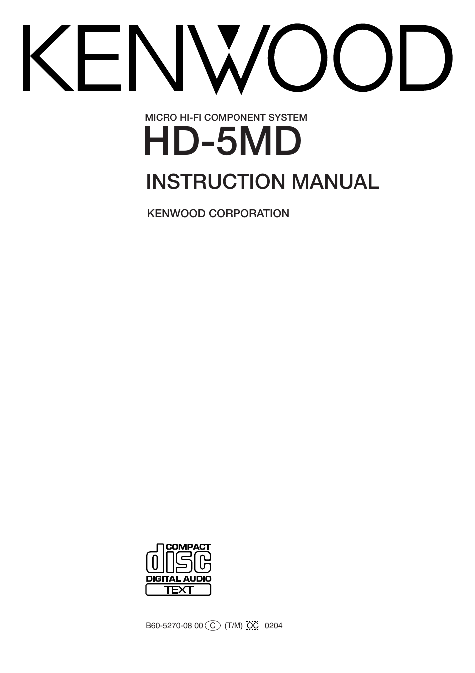 Kenwood MICRO HI-FI COMPONENT SYSTEM HD-5MD User Manual | 80 pages