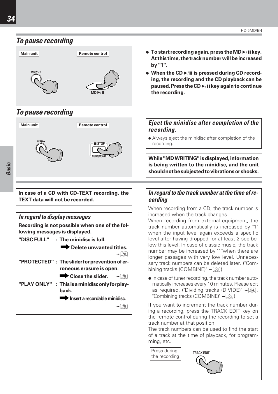 Kenwood MICRO HI-FI COMPONENT SYSTEM HD-5MD User Manual | Page 34 / 80