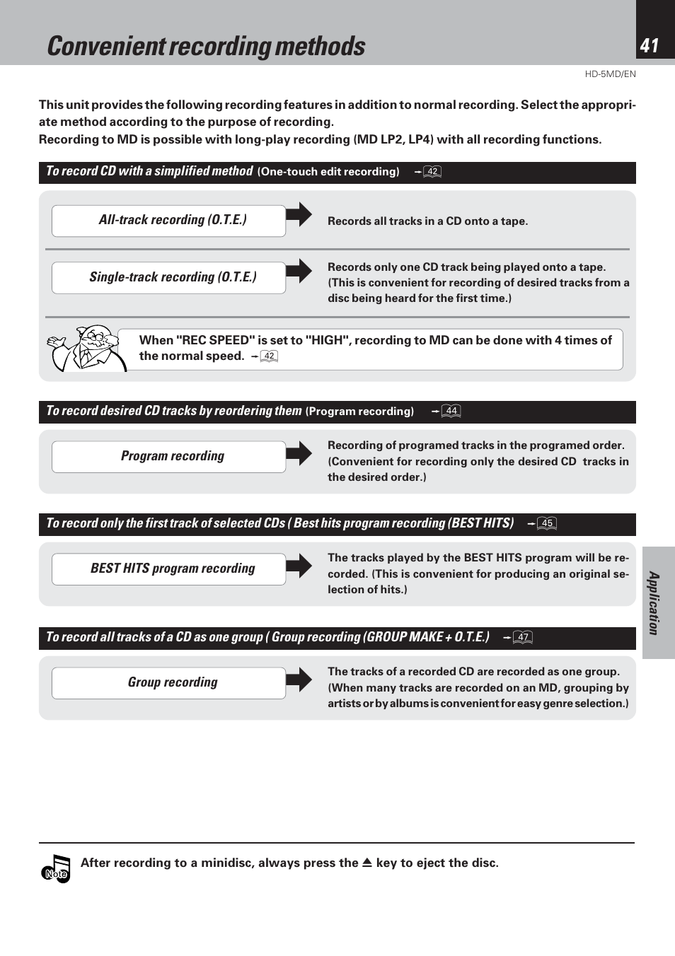 Convenient recording methods | Kenwood MICRO HI-FI COMPONENT SYSTEM HD-5MD User Manual | Page 41 / 80