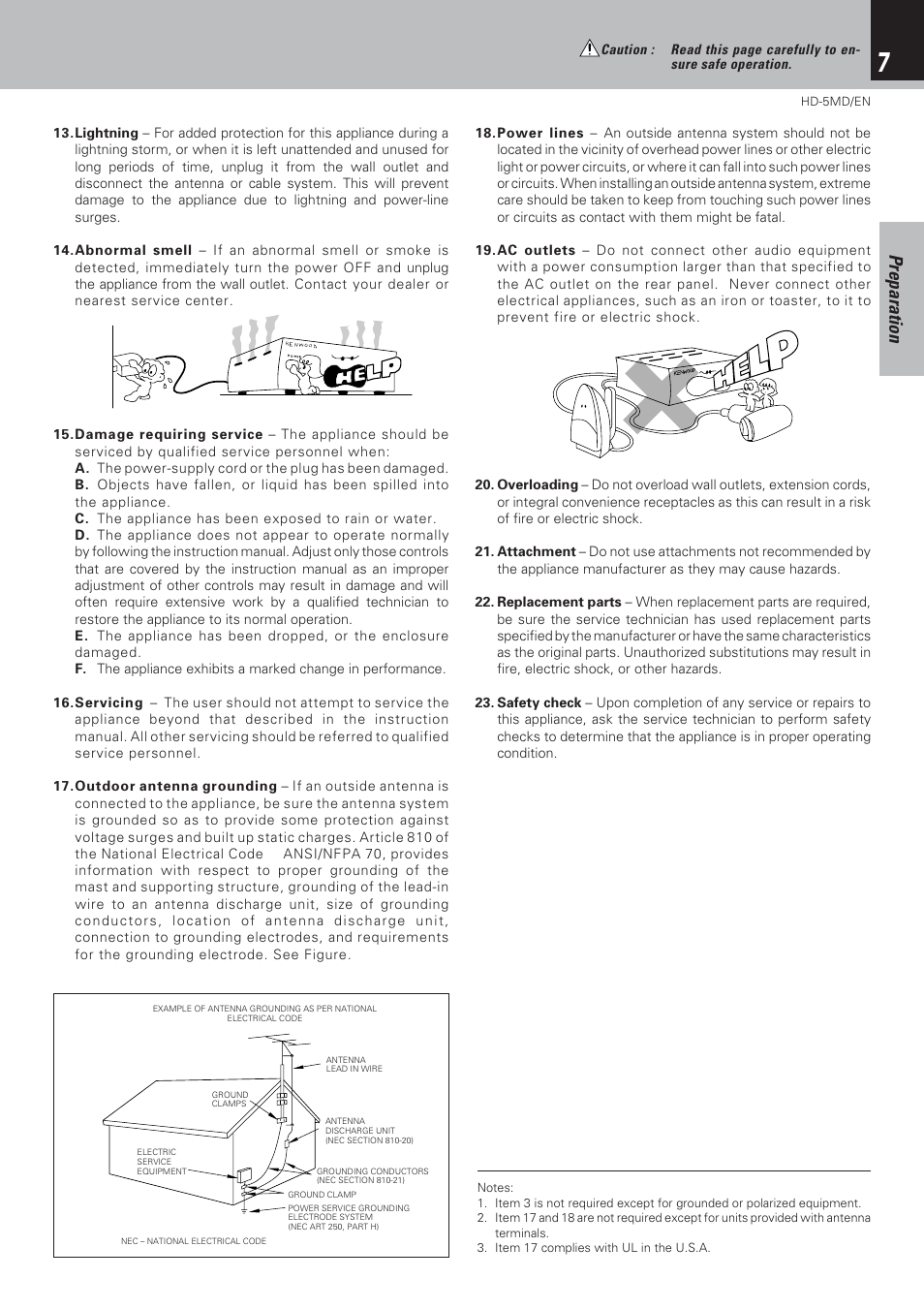 Preparation | Kenwood MICRO HI-FI COMPONENT SYSTEM HD-5MD User Manual | Page 7 / 80