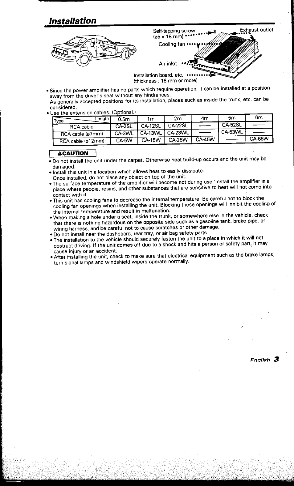 Installation | Kenwood KAC-X501F User Manual | Page 3 / 15