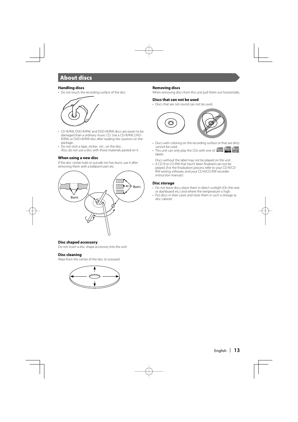 About discs | Kenwood DDX6029 User Manual | Page 13 / 84