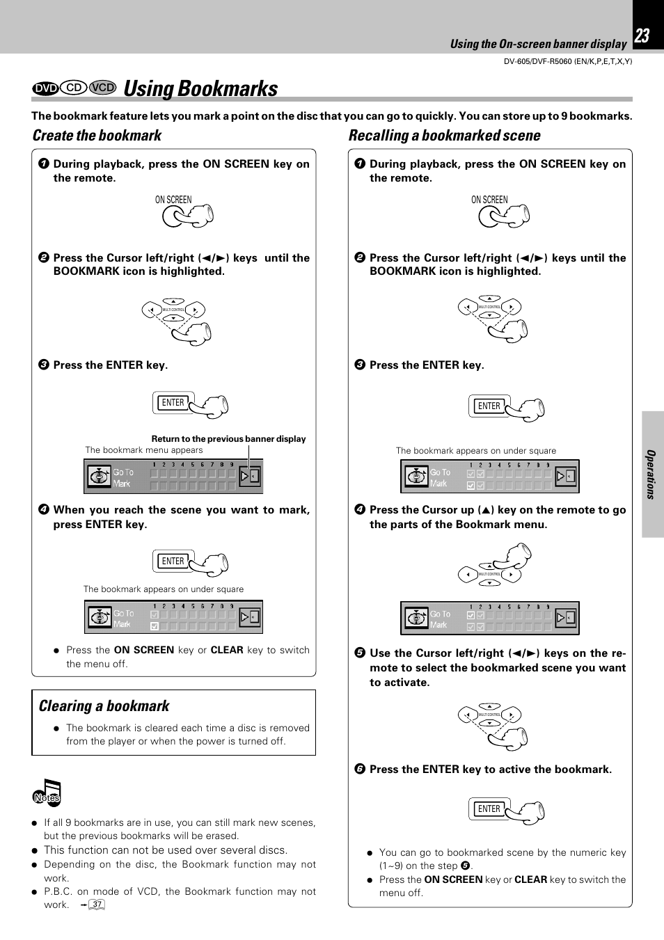 Using bookmarks | Kenwood DVF-R5060 User Manual | Page 23 / 48