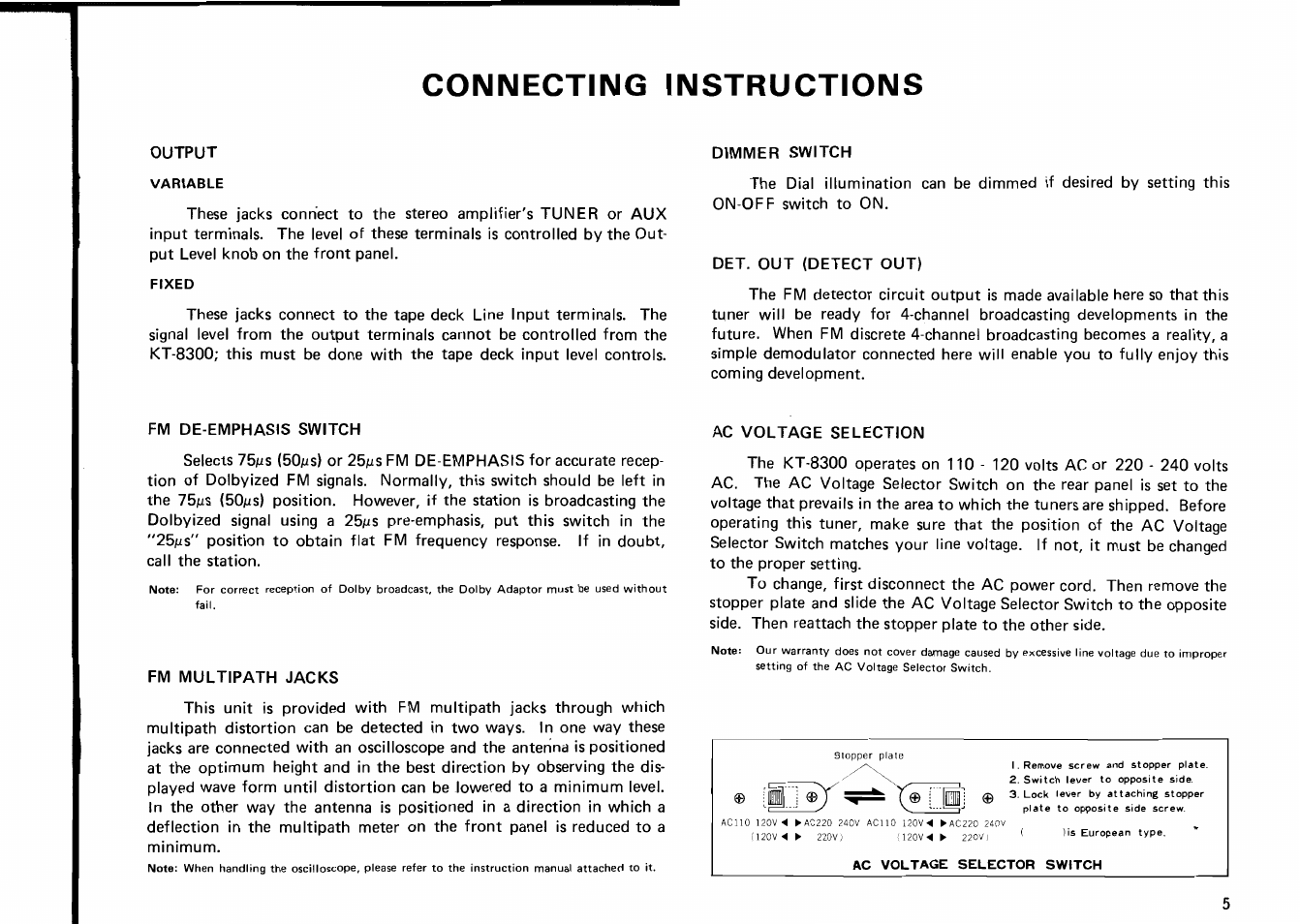 Connecting instructions | Kenwood KT-8300 User Manual | Page 5 / 12
