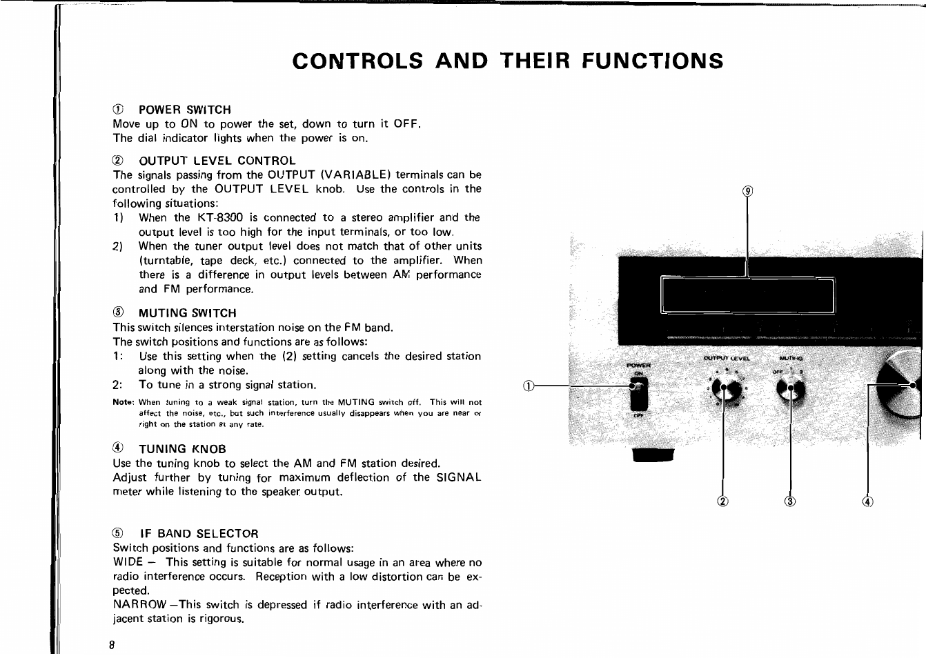 Controls and their functions | Kenwood KT-8300 User Manual | Page 8 / 12