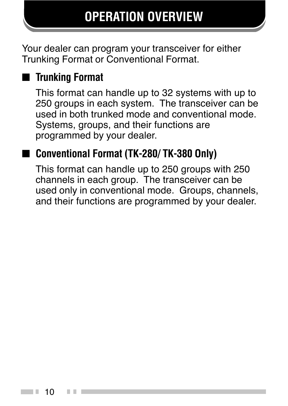 Operation overview | Kenwood TK-380 User Manual | Page 15 / 37