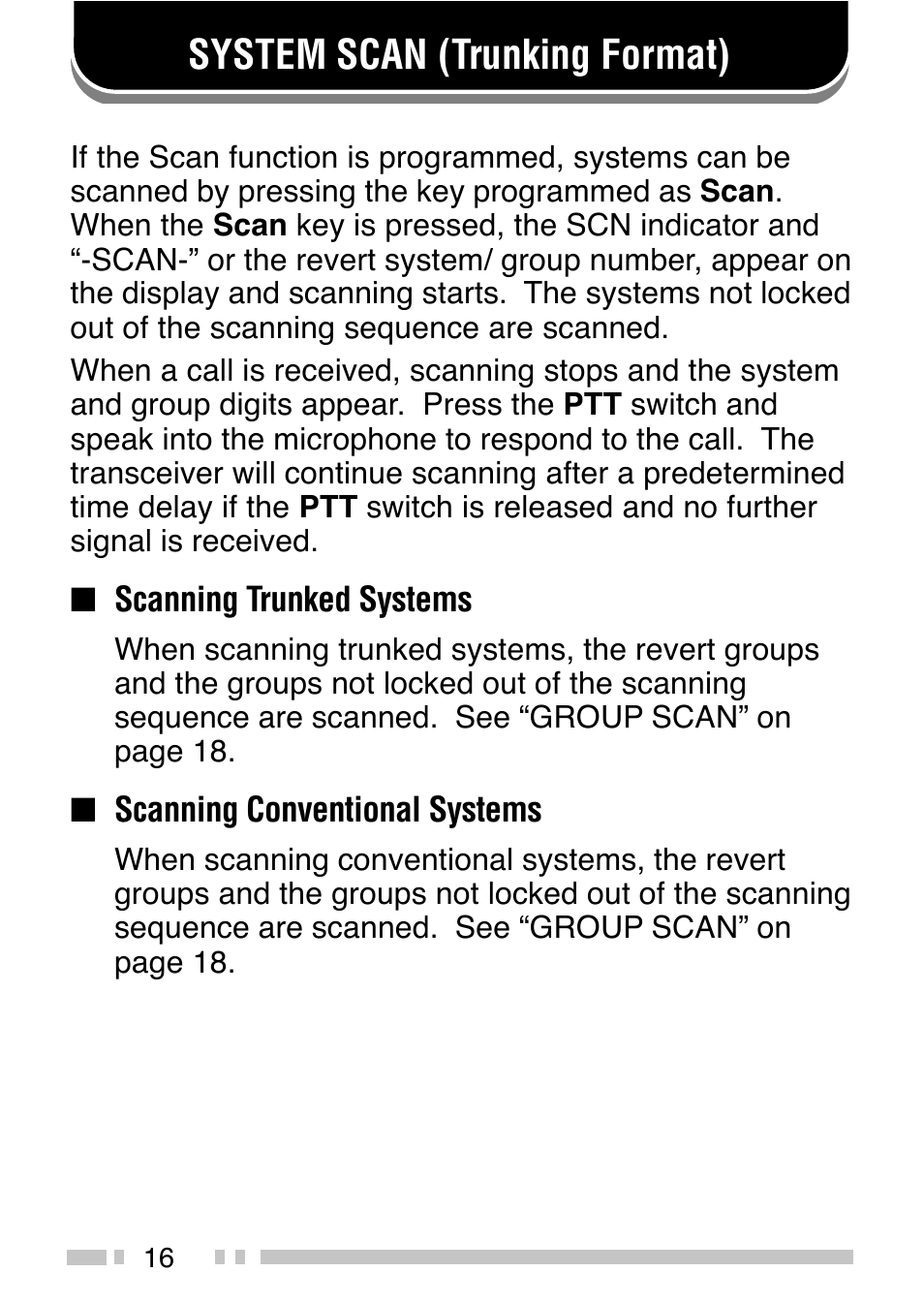 System scan (trunking format) | Kenwood TK-380 User Manual | Page 21 / 37