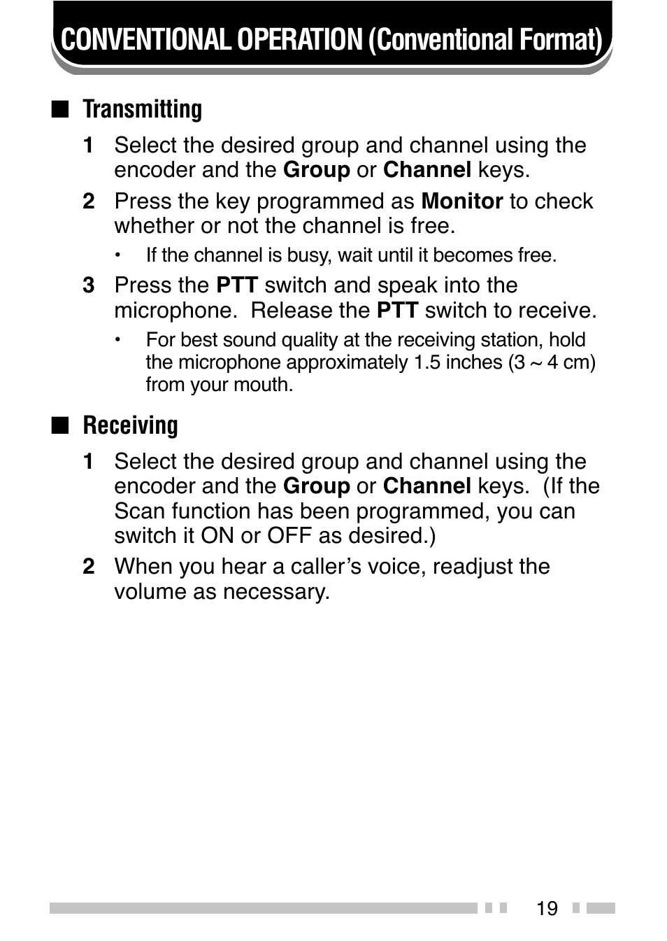 Conventional operation (conventional format) | Kenwood TK-380 User Manual | Page 24 / 37