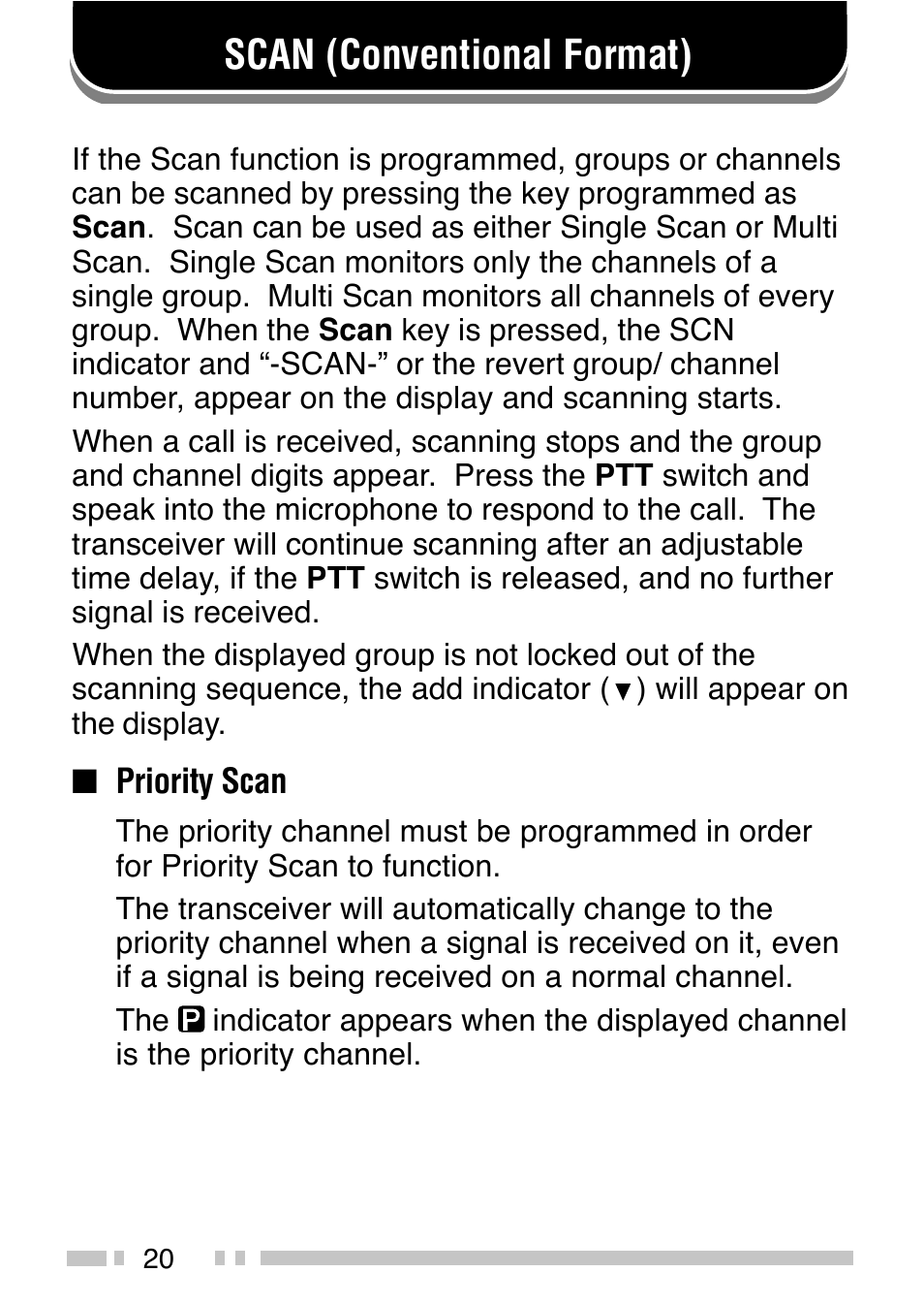 Scan (conventional format) | Kenwood TK-380 User Manual | Page 25 / 37