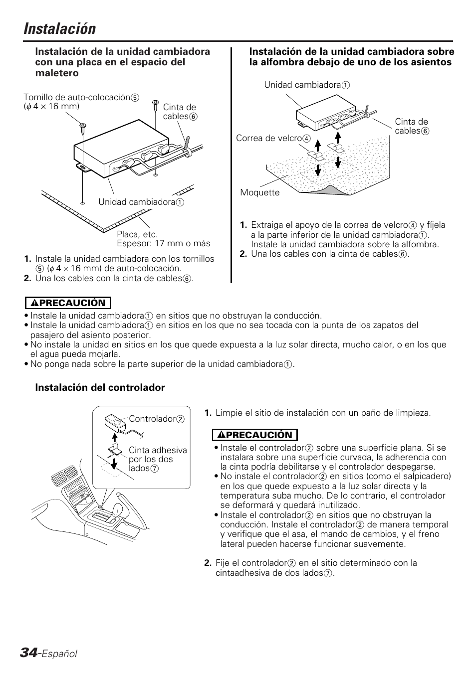 Instalacion, Instalación | Kenwood KCA-S210A User Manual | Page 34 / 44