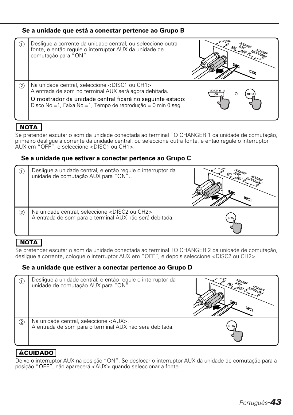 Português | Kenwood KCA-S210A User Manual | Page 43 / 44