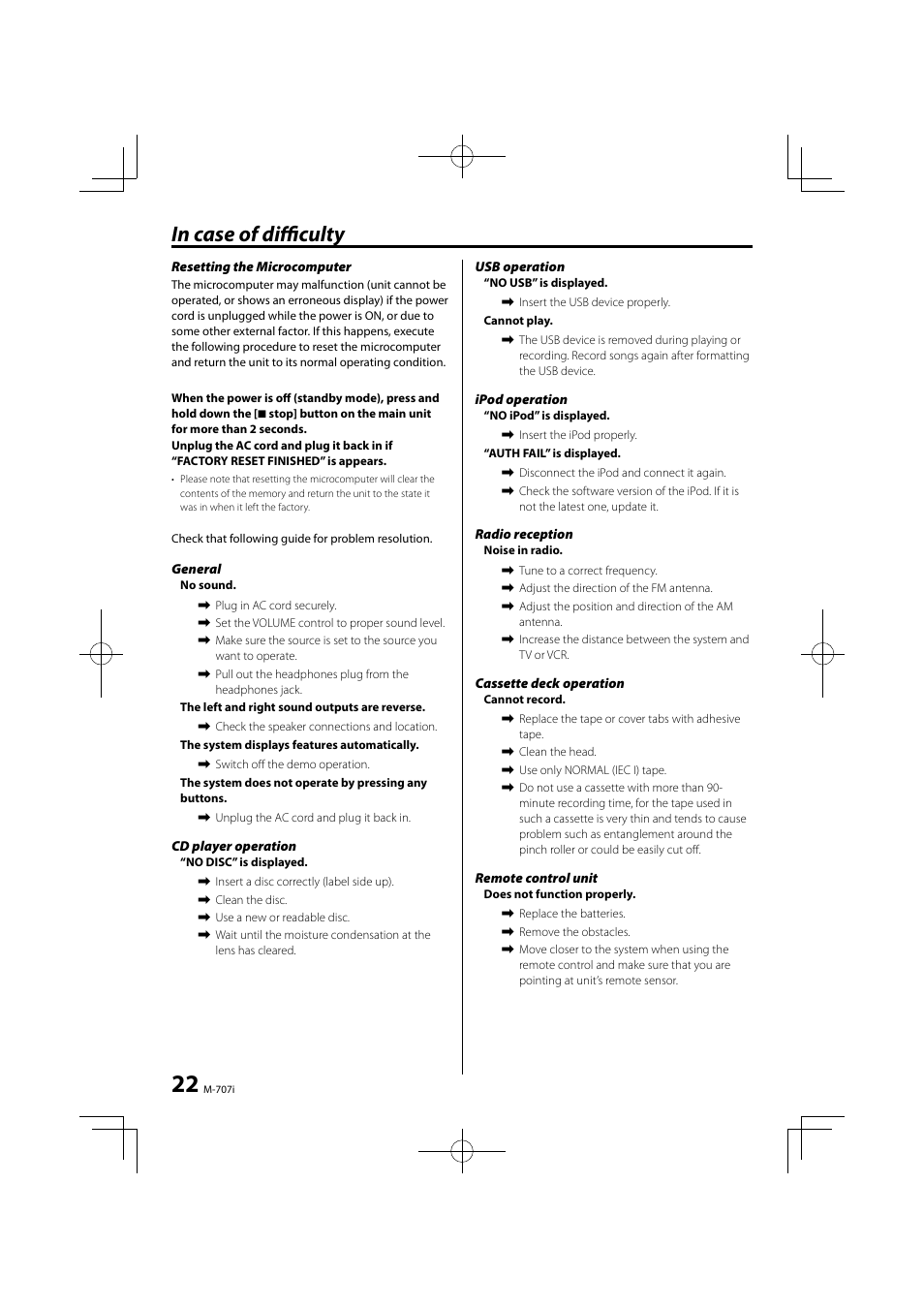 Kenwood M-707I User Manual | Page 22 / 24