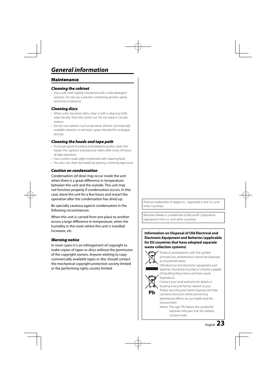 General information | Kenwood M-707I User Manual | Page 23 / 24