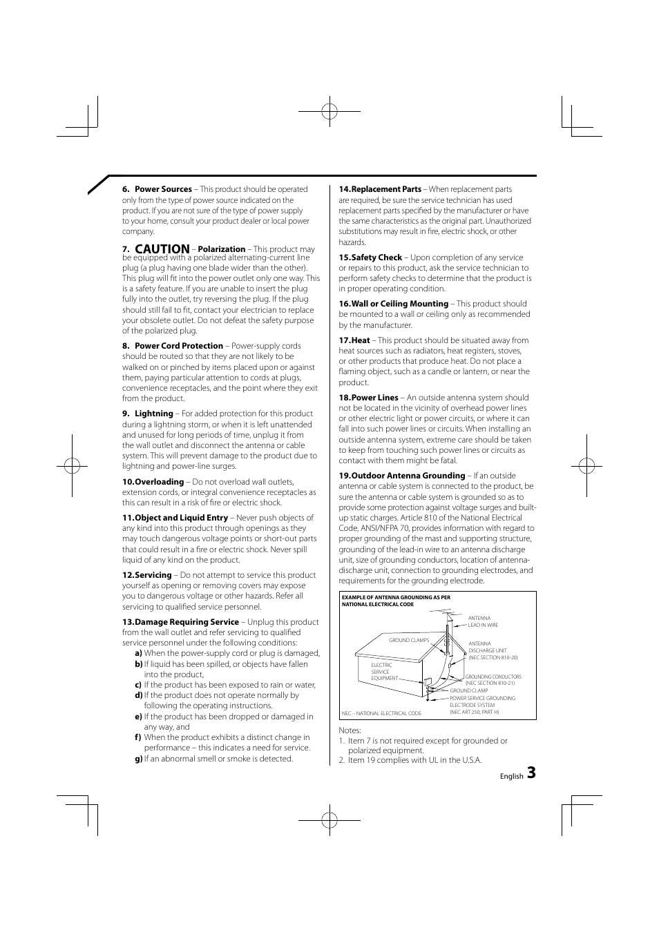 Caution | Kenwood M-707I User Manual | Page 3 / 24