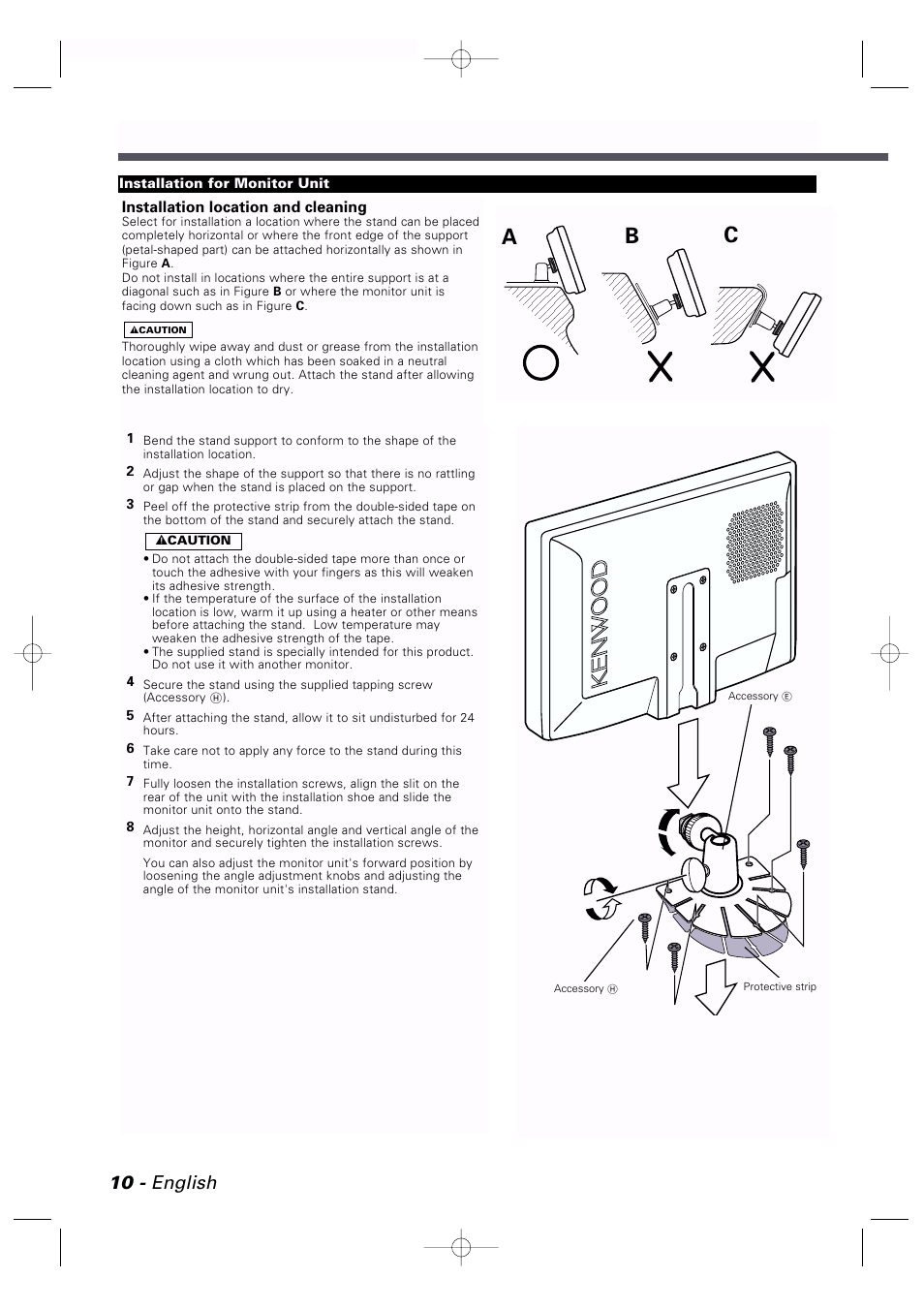 Installation, Ab c, 10 - english | Kenwood LZ-7500 User Manual | Page 10 / 36