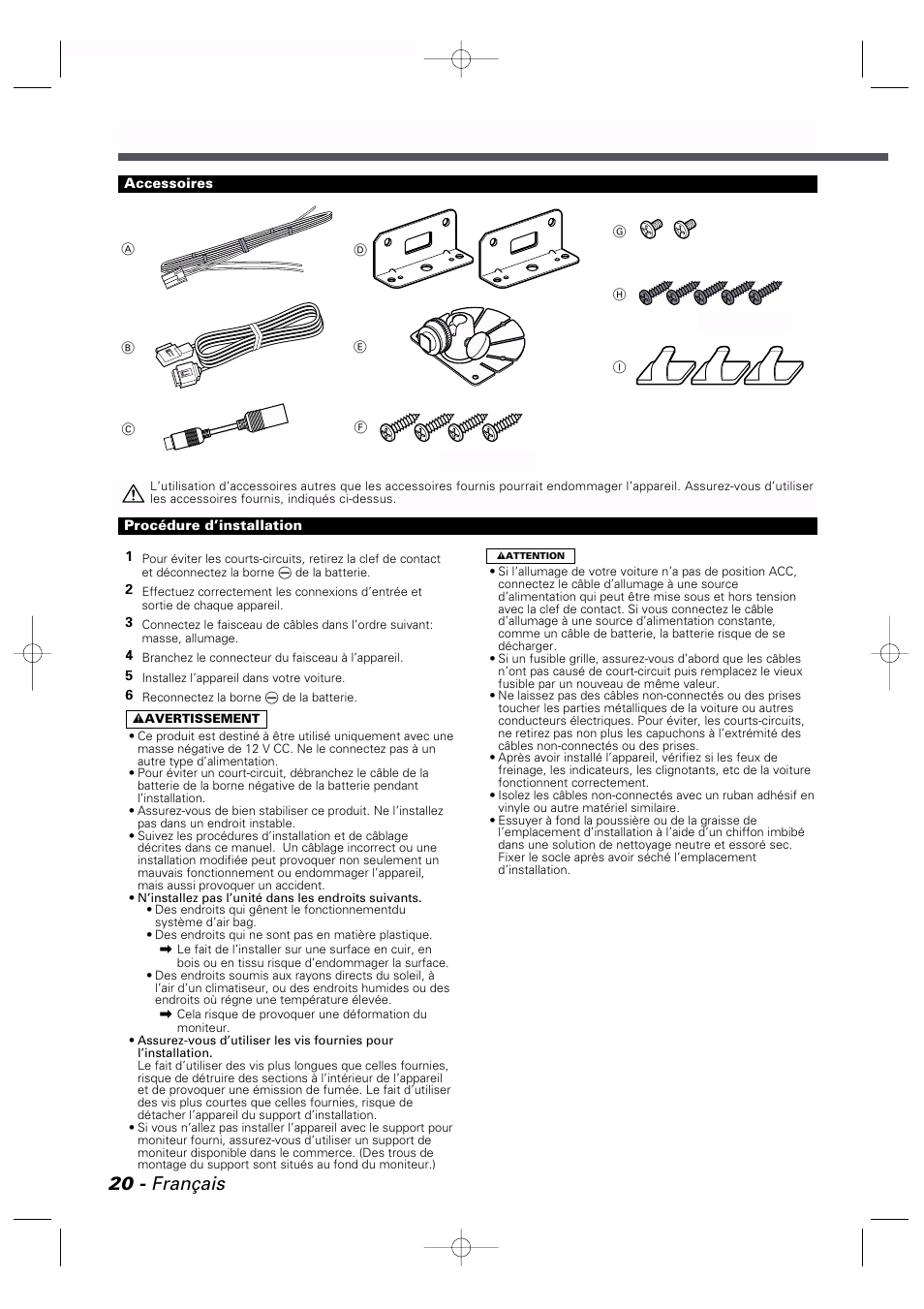 Installation, 20 - français | Kenwood LZ-7500 User Manual | Page 20 / 36