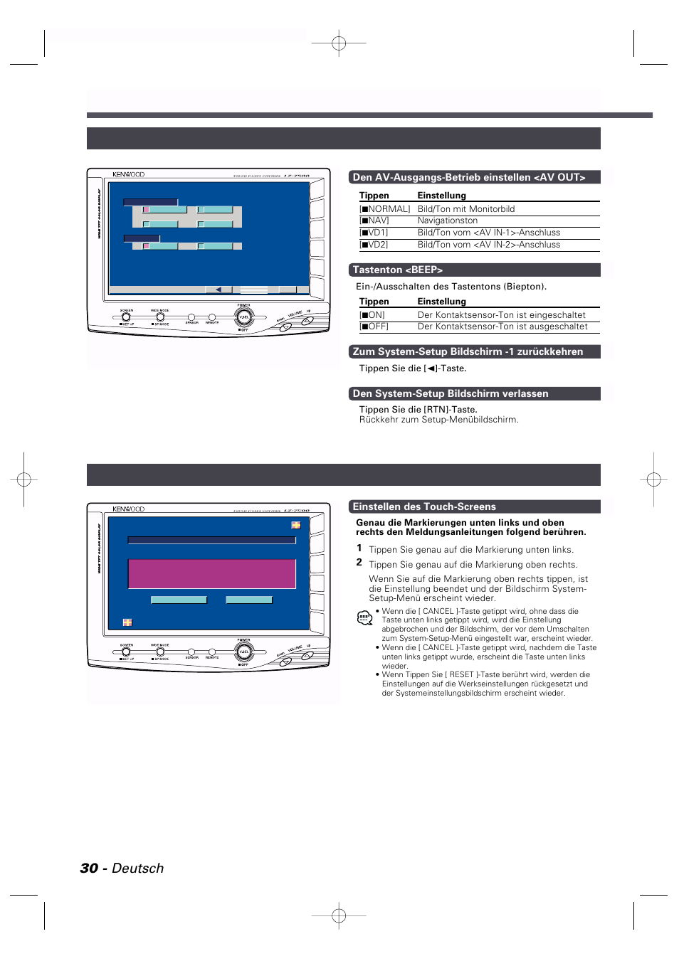 Bedienung, 30 - deutsch | Kenwood LZ-7500 User Manual | Page 30 / 36