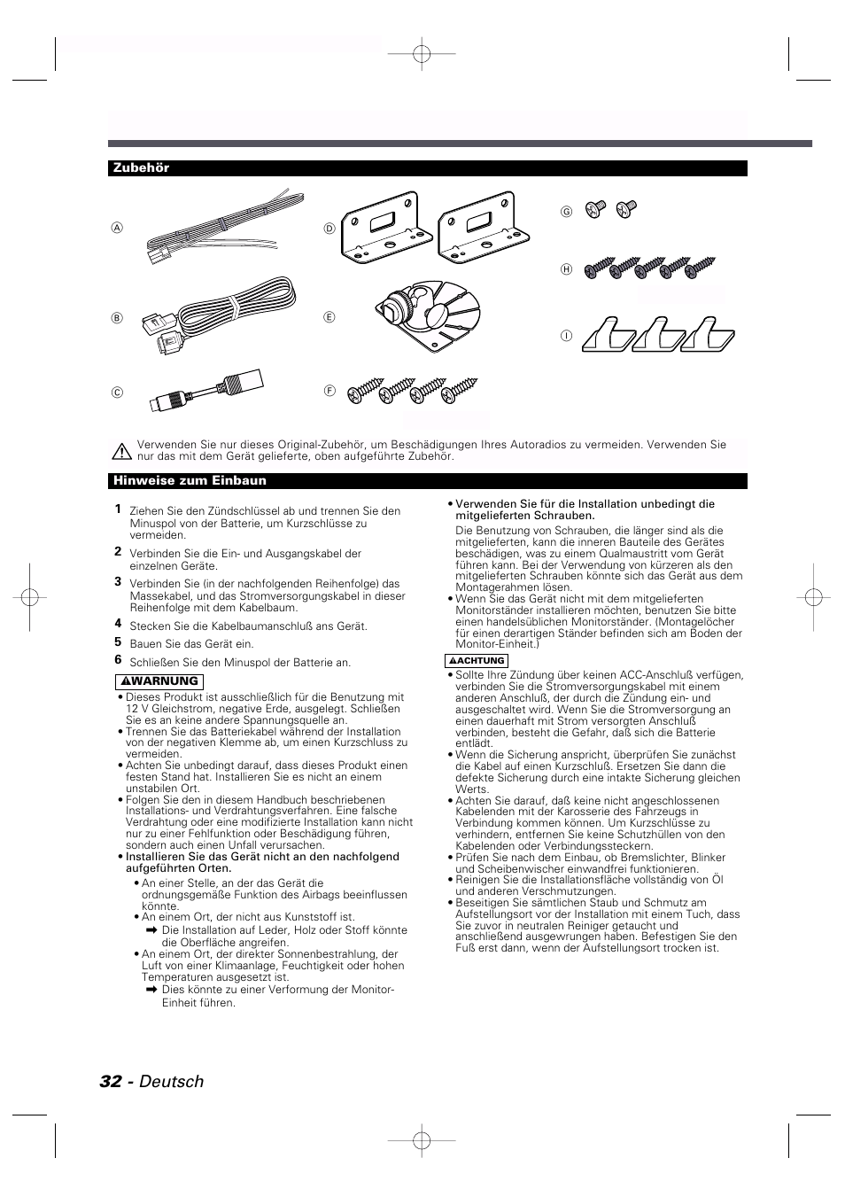 Einbau, 32 - deutsch | Kenwood LZ-7500 User Manual | Page 32 / 36