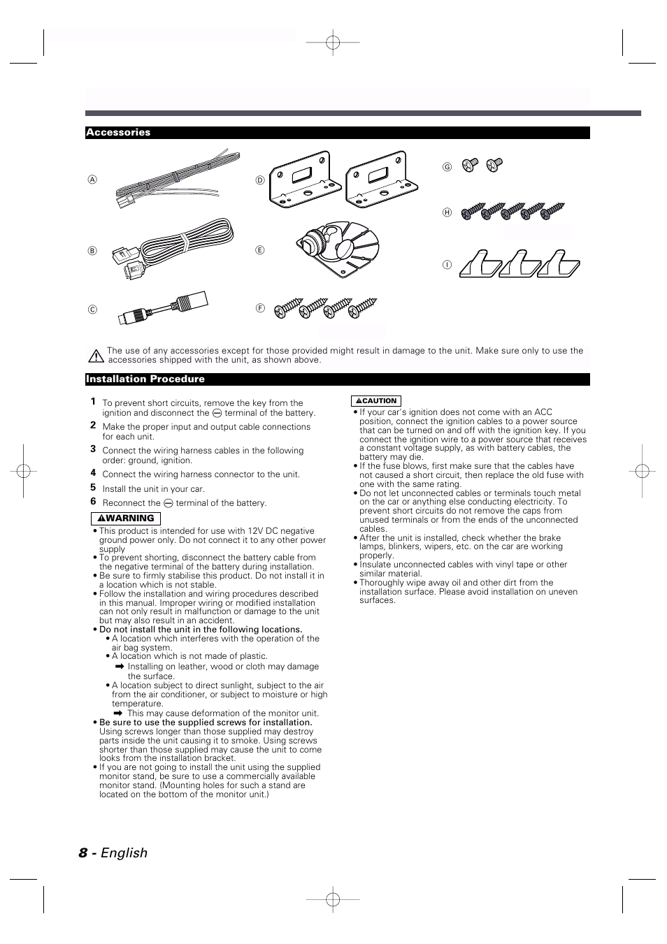 Installation, 8 - english | Kenwood LZ-7500 User Manual | Page 8 / 36