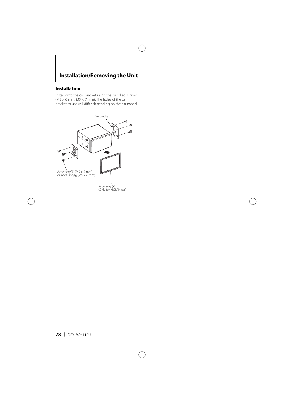 Installation/removing the unit | Kenwood DPX-MP6110U User Manual | Page 28 / 32